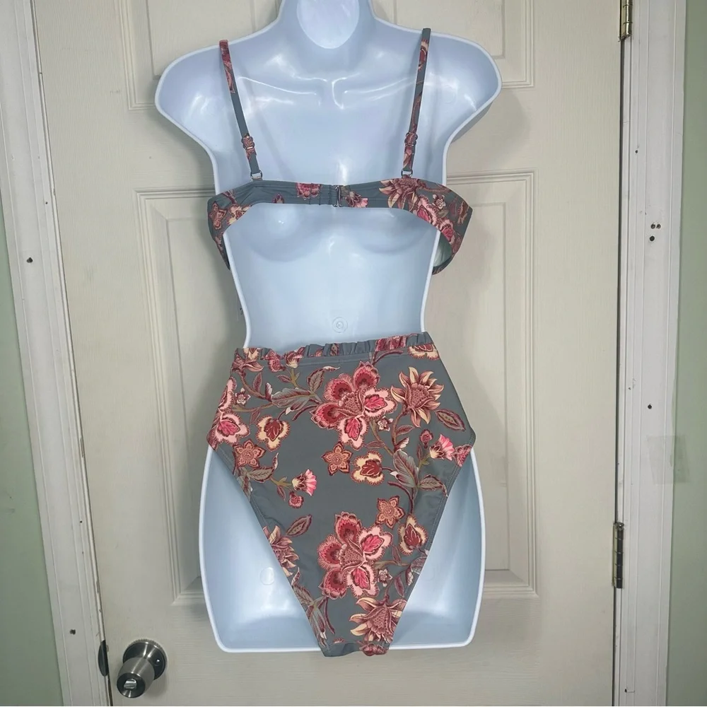 NWT Cupshe Bikini‎ Floral High Waisted Underwire Size Large